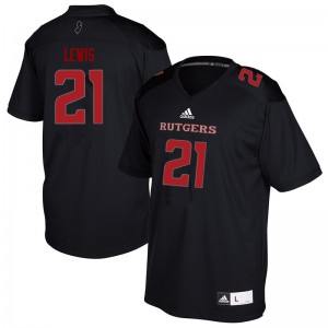 Mens Rutgers University #21 Eddie Lewis Black Player Jerseys 904412-367
