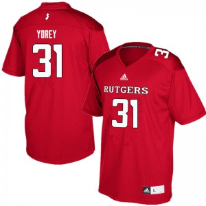 Men's Rutgers University #31 Johnny Yorey Red Official Jerseys 419789-936