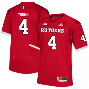 Mens Rutgers #4 Aaron Young Scarlet NCAA Jerseys 850335-856