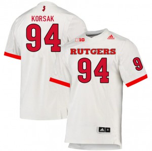 Mens Rutgers Scarlet Knights #94 Adam Korsak White University Jersey 296219-574