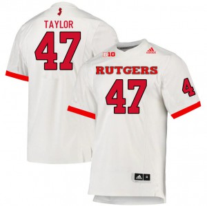 Mens Rutgers Scarlet Knights #47 Billy Taylor White Embroidery Jerseys 940114-167