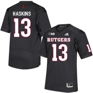 Mens Rutgers #13 Jovani Haskins Black Official Jersey 553869-843