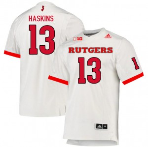 Men's Rutgers #13 Jovani Haskins White Embroidery Jersey 677363-255