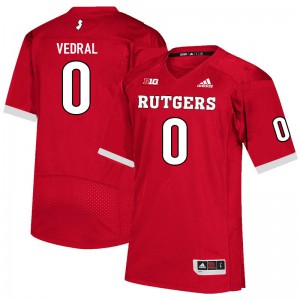 Men's Rutgers Scarlet Knights #0 Noah Vedral Scarlet Stitched Jersey 292405-701