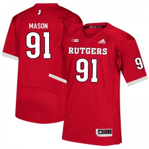 Mens Rutgers #91 Tijaun Mason Scarlet University Jerseys 572503-567