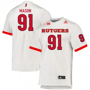 Men's Rutgers #91 Tijaun Mason White Alumni Jersey 315238-742