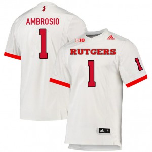 Mens Rutgers Scarlet Knights #1 Valentino Ambrosio White Football Jersey 220487-879