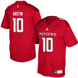 Mens Rutgers #10 Blessaun Austin Red Stitch Jersey 844056-777