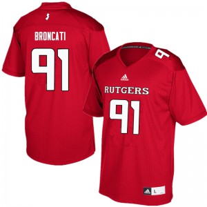 Men's Rutgers #91 David Broncati Red Stitched Jerseys 229602-958