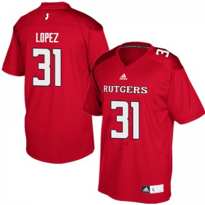Men's Rutgers #31 Edwin Lopez Red Football Jersey 711845-290