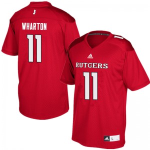 Mens Rutgers #11 Isaiah Wharton Red Football Jerseys 596941-902