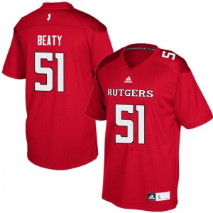 Mens Rutgers #51 Jamaal Beaty Red Football Jerseys 968134-776