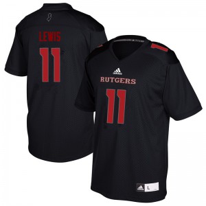 Mens Rutgers Scarlet Knights #11 Johnathan Lewis Black Embroidery Jersey 420433-366