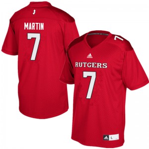 Men's Rutgers University #7 Robert Martin Red Football Jersey 301672-563