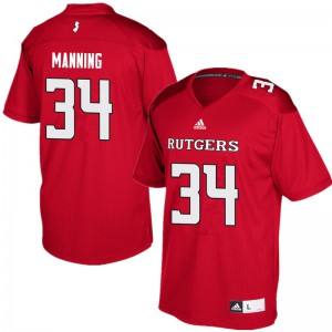 Mens Scarlet Knights #34 Solomon Manning Red Embroidery Jerseys 635332-496