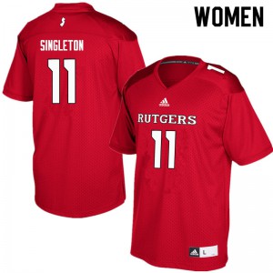 Women Rutgers University #11 Drew Singleton Red University Jersey 380511-151