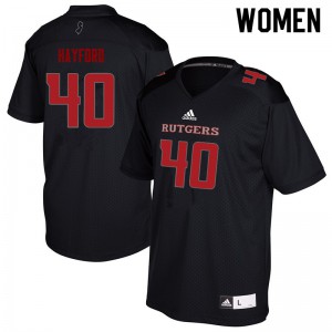 Womens Rutgers Scarlet Knights #40 Joseph Hayford Black Football Jersey 313370-921