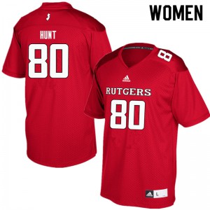 Womens Rutgers Scarlet Knights #80 Monterio Hunt Red Stitched Jersey 837006-524