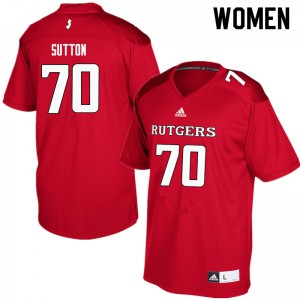 Womens Rutgers #70 Reggie Sutton Red University Jerseys 105057-253