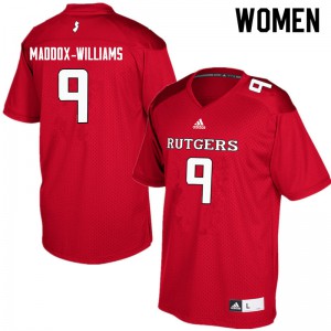 Women Rutgers #9 Tyreek Maddox-Williams Red Embroidery Jerseys 258186-784
