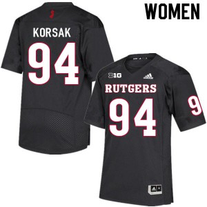 Women's Rutgers Scarlet Knights #94 Adam Korsak Black Stitch Jersey 972190-453
