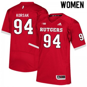 Womens Rutgers #94 Adam Korsak Scarlet Embroidery Jerseys 288816-865