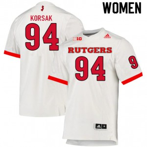 Women Rutgers #94 Adam Korsak White Stitch Jersey 715089-848