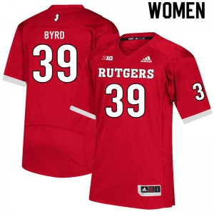 Womens Rutgers University #39 Amir Byrd Scarlet Embroidery Jersey 187279-265