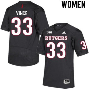 Women's Rutgers University #33 Andrew Vince Black NCAA Jerseys 373529-456