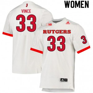 Women Rutgers #33 Andrew Vince White College Jerseys 831980-407