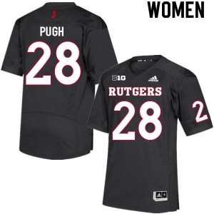Womens Rutgers Scarlet Knights #28 Aslan Pugh Black Stitch Jerseys 108637-911