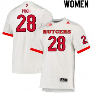 Womens Rutgers #28 Aslan Pugh White Embroidery Jersey 106907-230