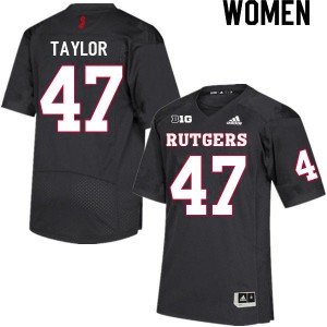 Womens Rutgers #47 Billy Taylor Black University Jersey 754533-750