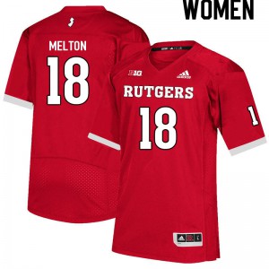 Womens Rutgers Scarlet Knights #18 Bo Melton Scarlet College Jersey 411417-864