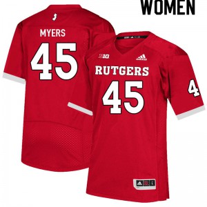 Women Rutgers Scarlet Knights #45 Brandon Myers Scarlet NCAA Jerseys 479065-583