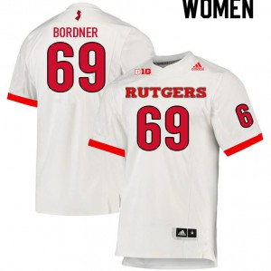 Womens Rutgers University #69 Brendan Bordner White University Jerseys 832271-856