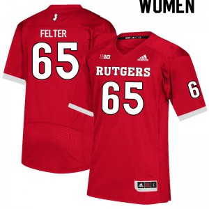 Women Rutgers Scarlet Knights #65 Bryan Felter Scarlet Official Jersey 636805-661