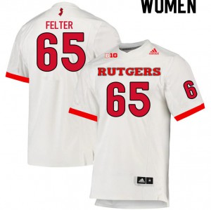 Womens Rutgers University #65 Bryan Felter White NCAA Jerseys 404408-850