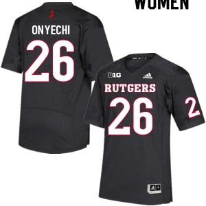 Womens Scarlet Knights #26 CJ Onyechi Black Football Jerseys 217082-274