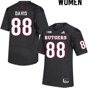 Women Rutgers University #88 Carnell Davis Black Football Jersey 228459-413