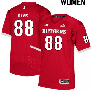Women Rutgers #88 Carnell Davis Scarlet Official Jersey 112910-708