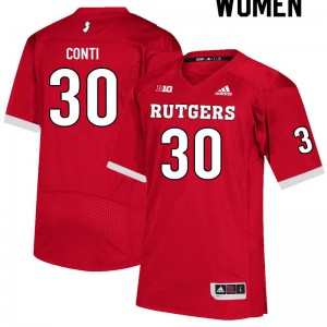 Womens Rutgers University #30 Chris Conti Scarlet Stitch Jerseys 768249-449