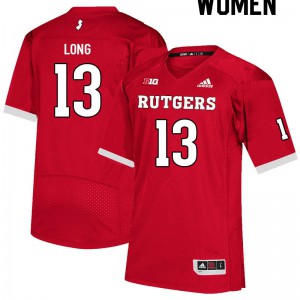 Women Rutgers University #13 Chris Long Scarlet Football Jersey 317439-856