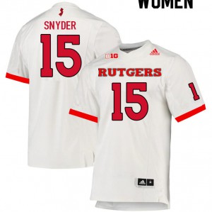 Women Rutgers University #15 Cole Snyder White University Jersey 708110-572