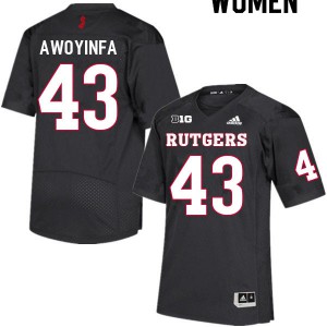 Women Rutgers University #43 Dami Awoyinfa Black Stitch Jerseys 291986-453
