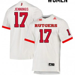 Women's Rutgers Scarlet Knights #17 Deion Jennings White Football Jerseys 764399-612