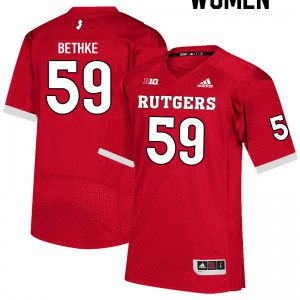 Women's Rutgers Scarlet Knights #59 Drew Bethke Scarlet Embroidery Jerseys 177244-606