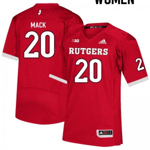 Women's Rutgers University #20 Elijuwan Mack Scarlet High School Jersey 716853-634