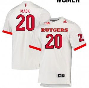Women's Rutgers Scarlet Knights #20 Elijuwan Mack White NCAA Jersey 960010-698