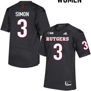 Women's Rutgers #3 Evan Simon Black University Jerseys 435131-937
